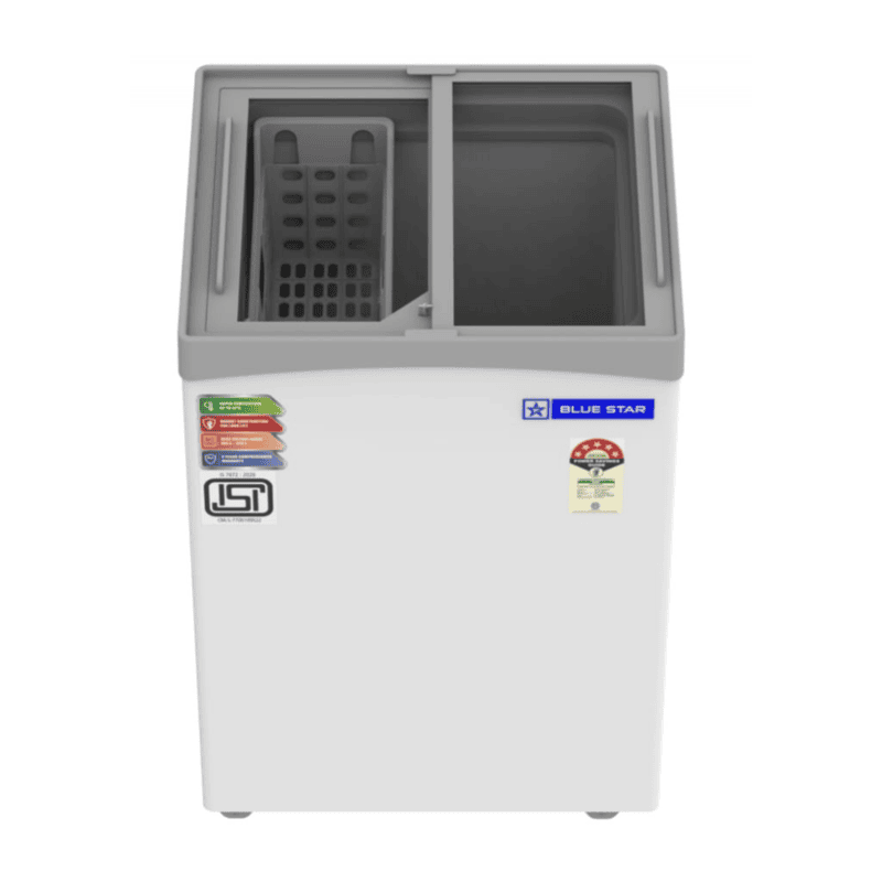 Interior View of Blue Star 130 Litre Deep Freezer with Ample Storage Space