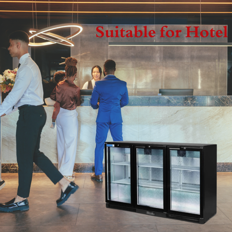 This black backbar chiller 3 door offers both aesthetic appeal and reliable performance.