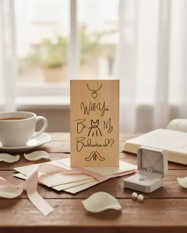 Heirloom Collection Bride’s Proposal Cards featuring engraved personalized bridal party cards.