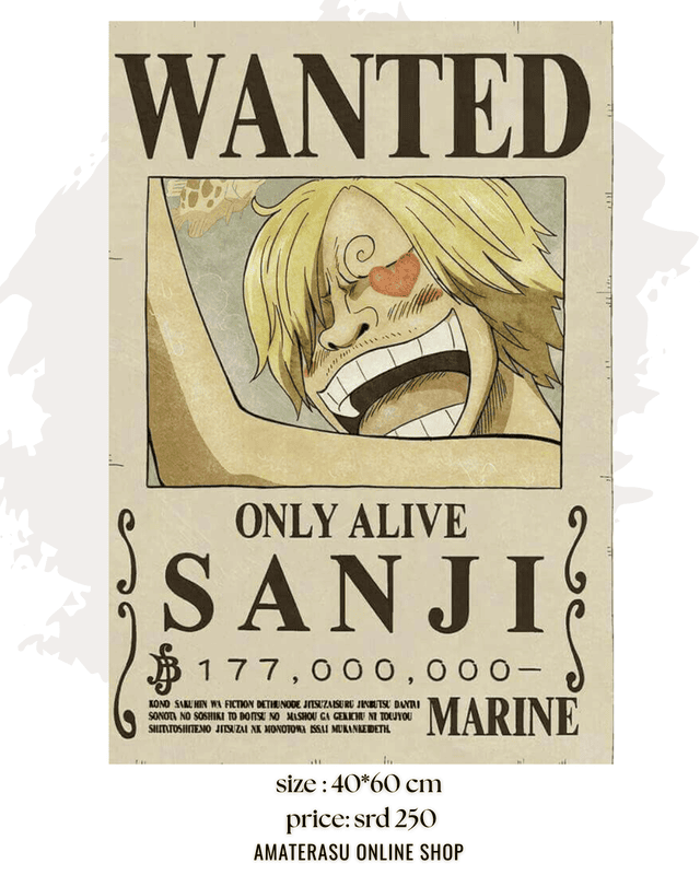 WANTED POSTER ONE PIECE SANJI