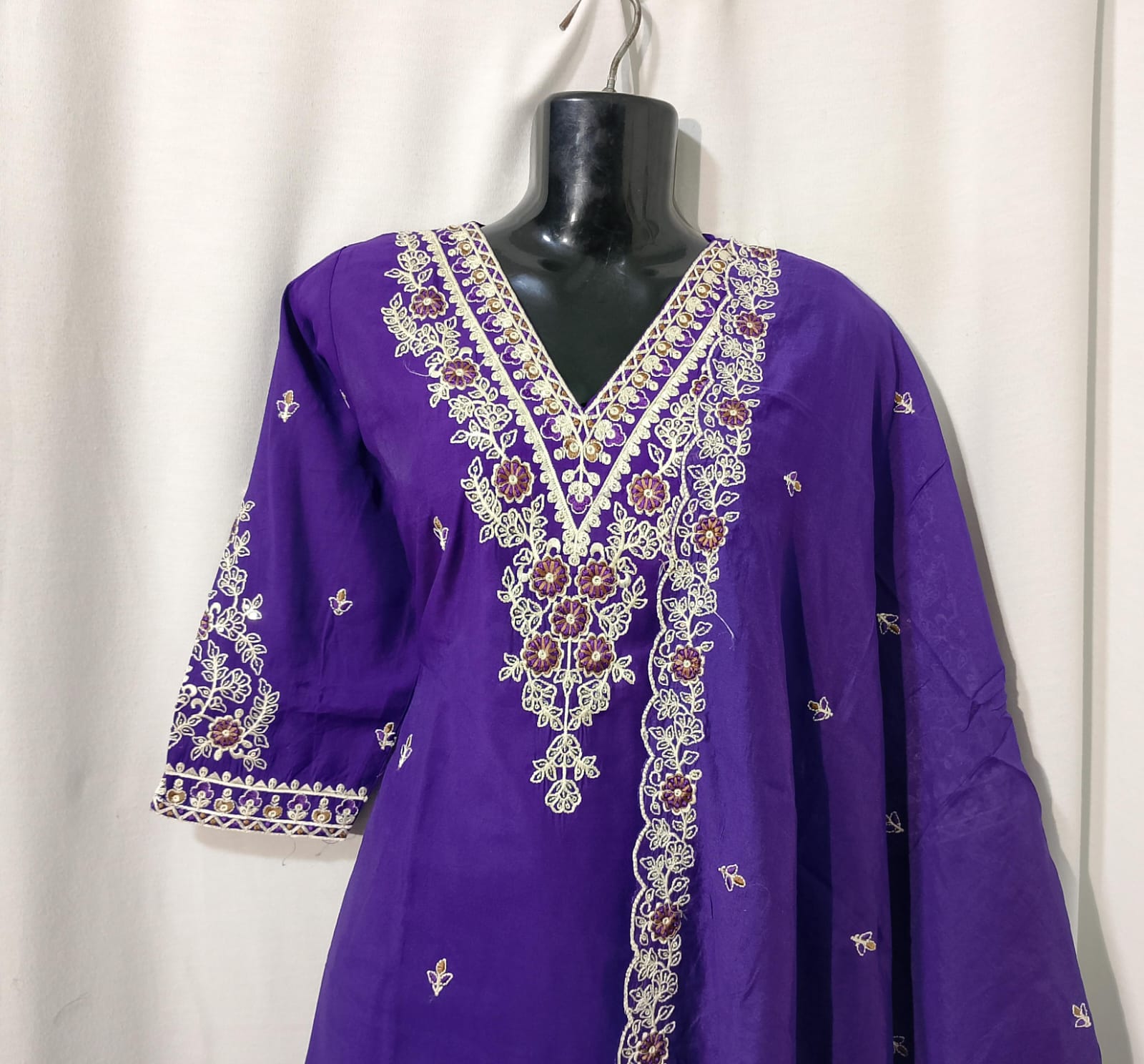 K073: Ready To Ship Beautiful 3PC Roma Silk Embroidery Work Designer Dress