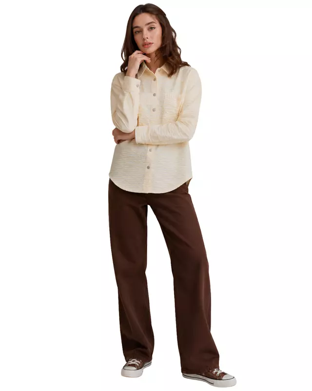 Women's Textured Oversized Button-Up Shirt