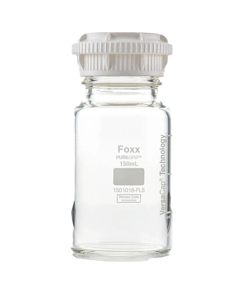 PUREGRIP® 150mL Clear Glass Bottles with GL45 VersaCap 10/CS