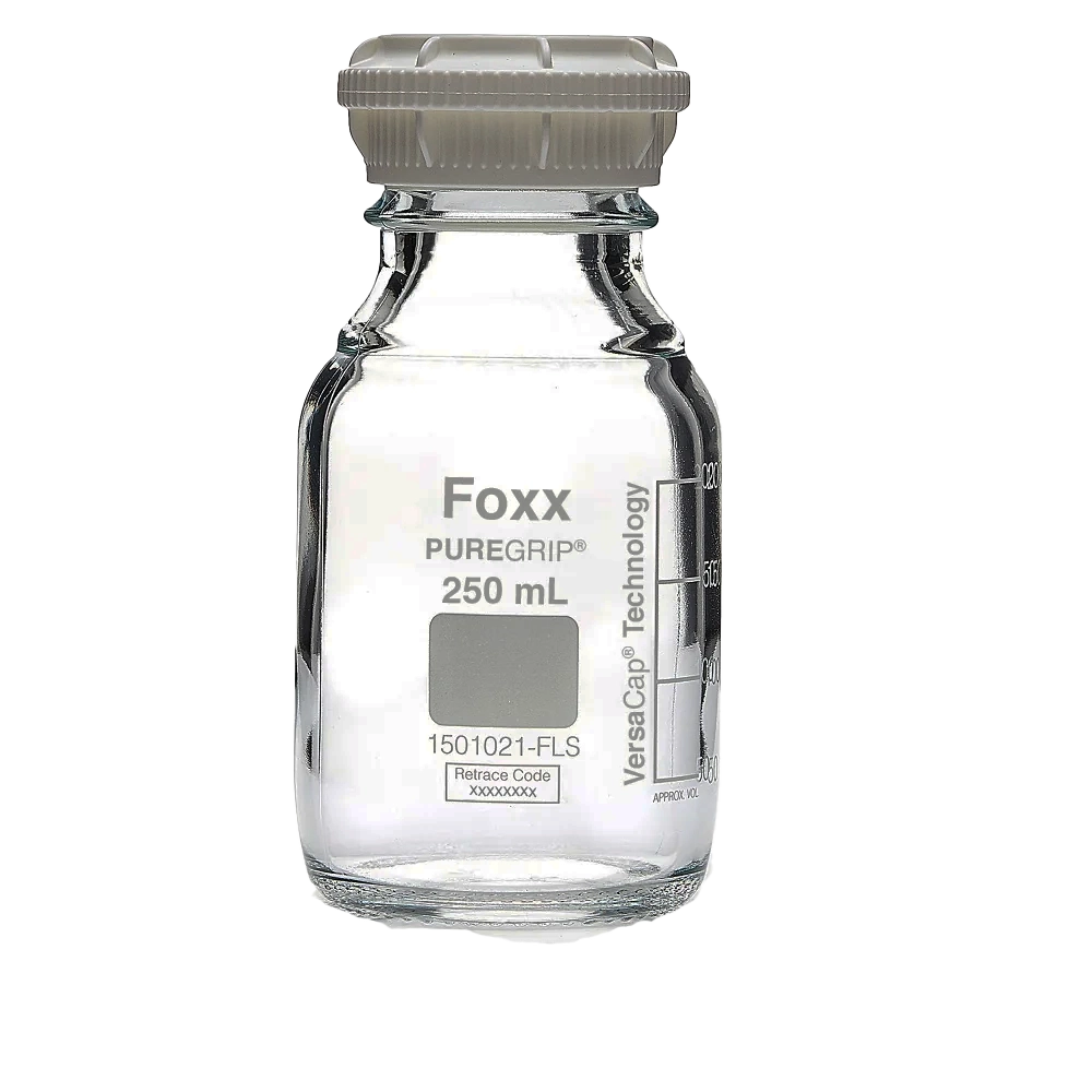 PUREGRIP® 250mL Clear Glass Bottles with GL45 VersaCap 10/CS