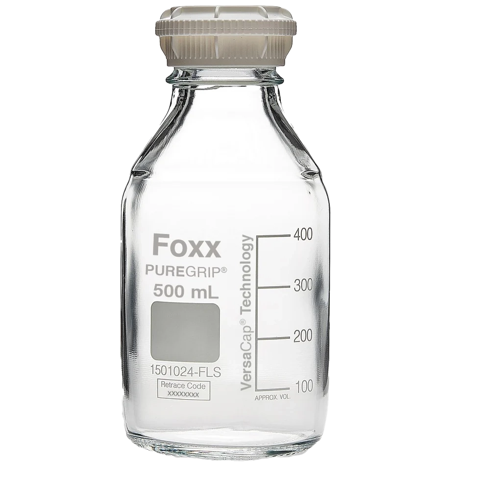 PUREGRIP® 500mL Clear Glass Bottles with GL45 VersaCap 10/CS