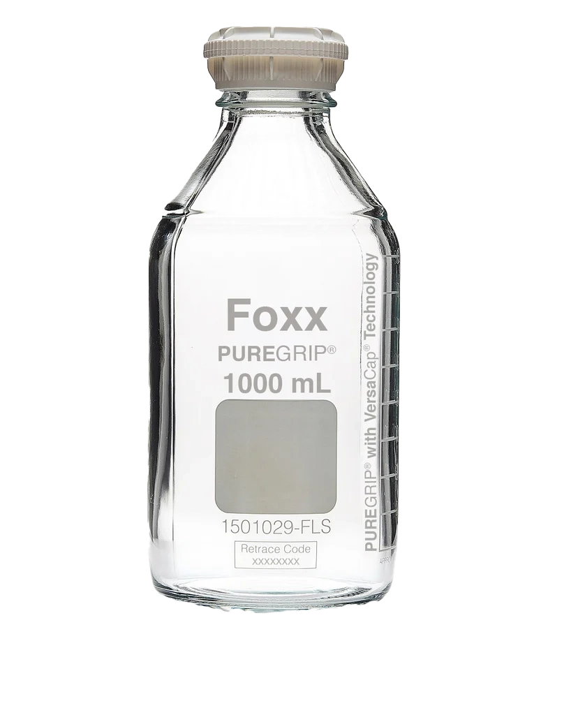 PUREGRIP® 1L Clear Glass Bottles with GL45 VersaCap 10/CS
