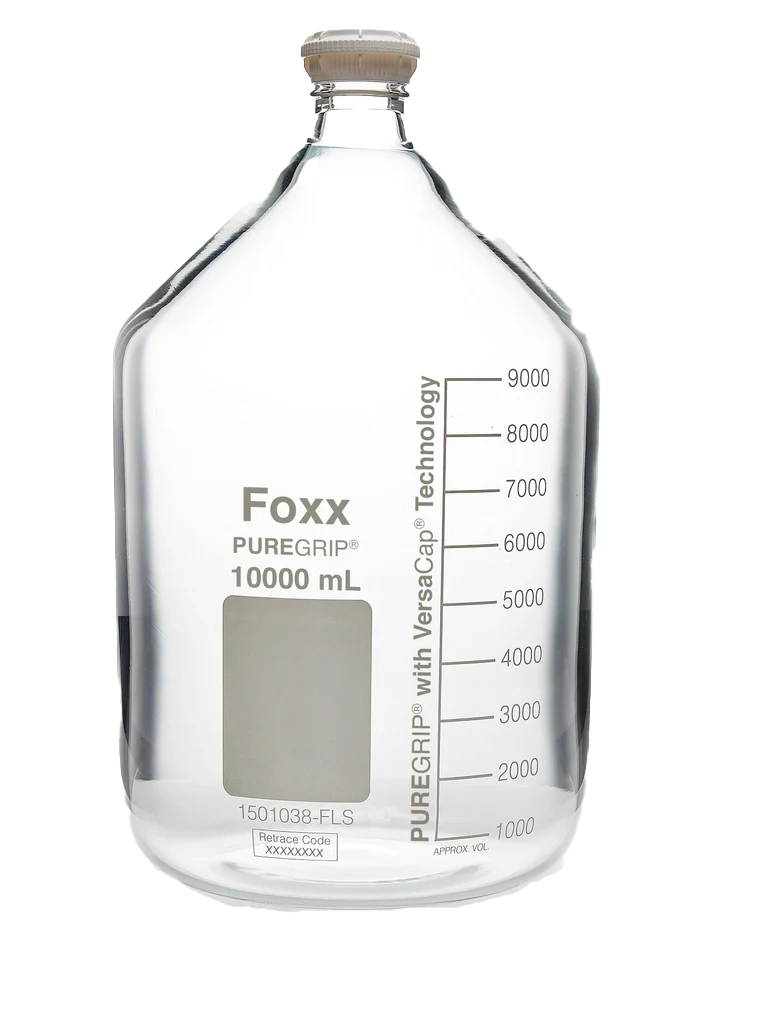 PUREGRIP® 10L Clear Glass Bottles with GL45 VersaCap 1/EA