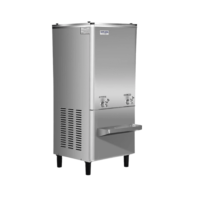 Side profile of the sleek and durable Voltas Stainless Steel Water Cooler FSS 150/150.