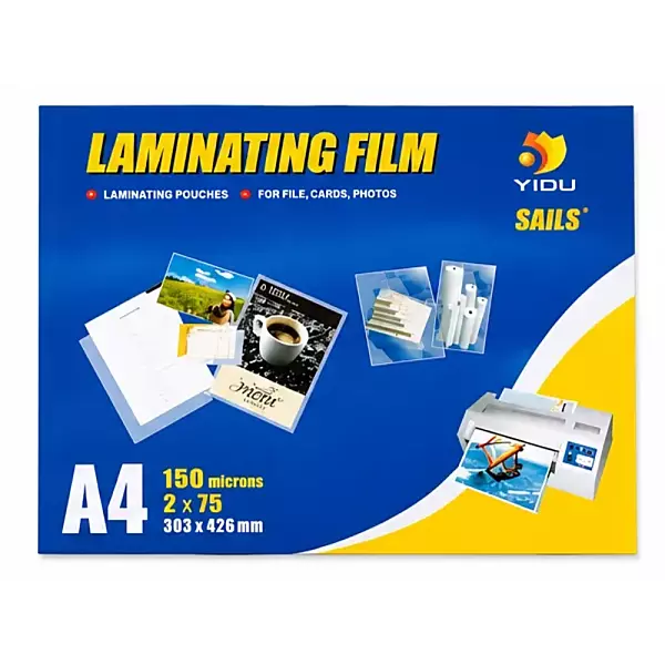 A4 LAMINATING POUCH GLOSS 150MIC 100'S YIDU