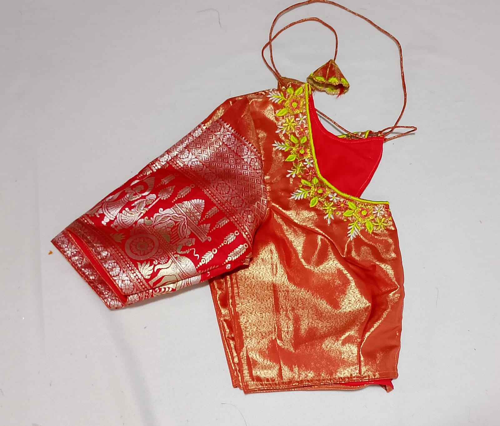 N626: Ready To Ship Beautiful Semi Kanchipattu Saree With Stitched Embroidery Work Blouse