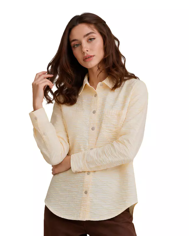 Women's Textured Oversized Button-Up Shirt