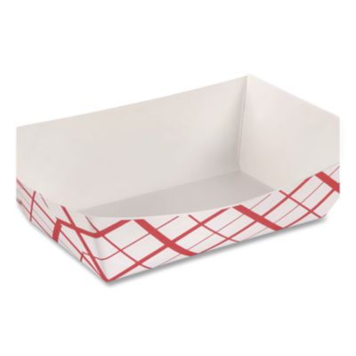 Empress 1lb Red Plaid Food Tray PFAS Free 4 / 250 cs