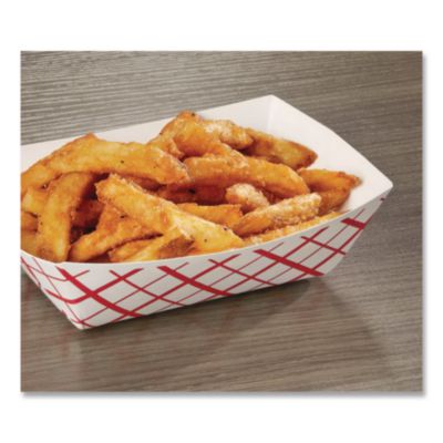 Empress 1lb Red Plaid Food Tray PFAS Free 4 / 250 cs