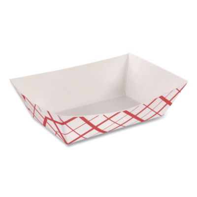 Empress 2lb Red Plaid Food Tray PFAS Free 4 / 250 cs