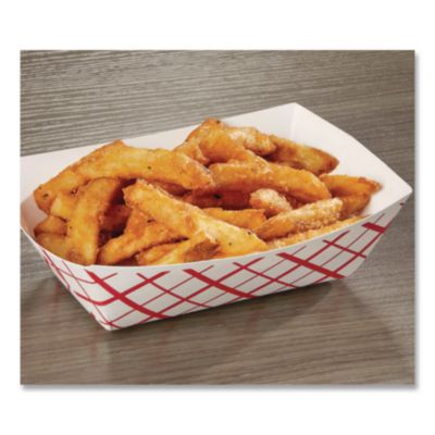 Empress 2lb Red Plaid Food Tray PFAS Free 4 / 250 cs