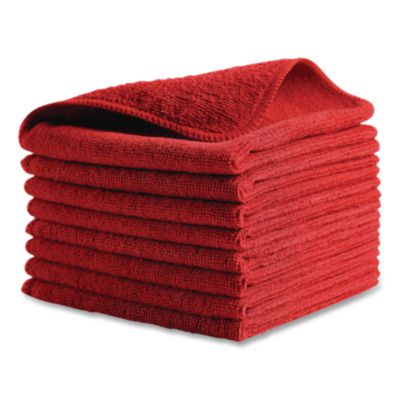 Rubbermaid® Commercial Microfiber Cleaning Cloths, 16 x 16, Red, 24/Pack