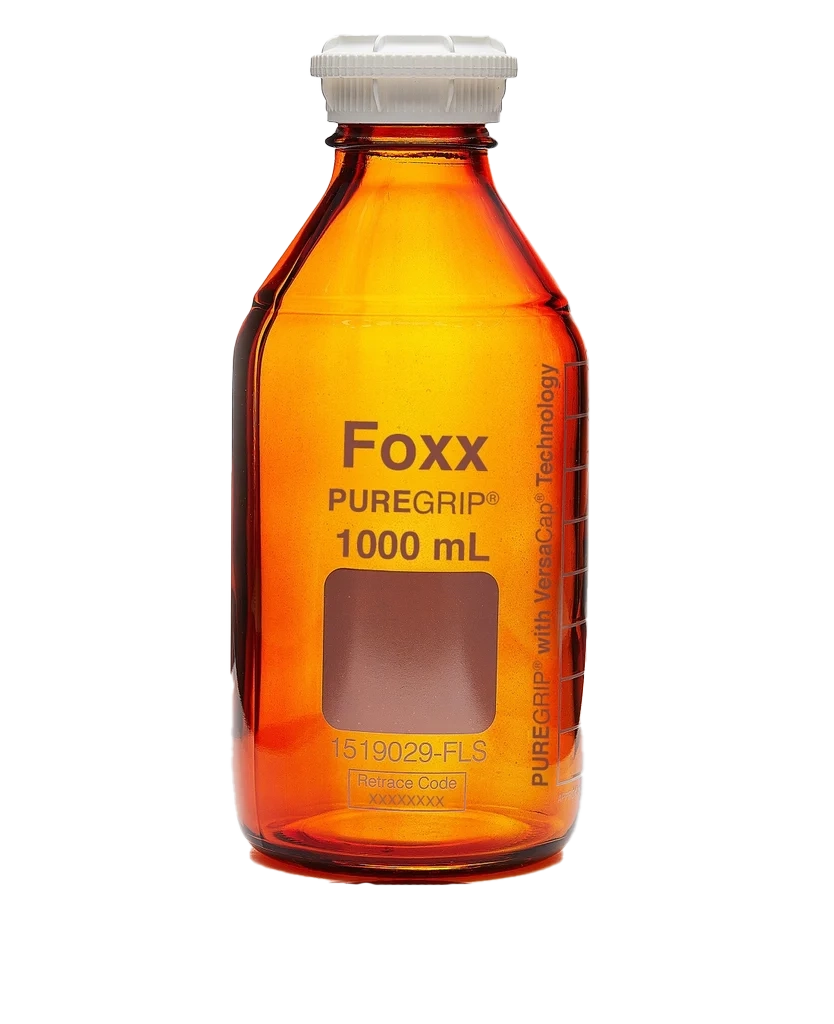 PUREGRIP® 1L Amber Glass Bottles with GL45 VersaCap 10/CS