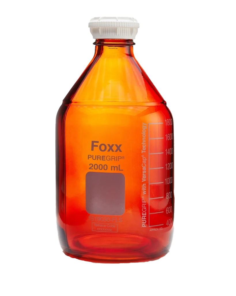 PUREGRIP® 2L Amber Glass Bottles with GL45 VersaCap 10/CS