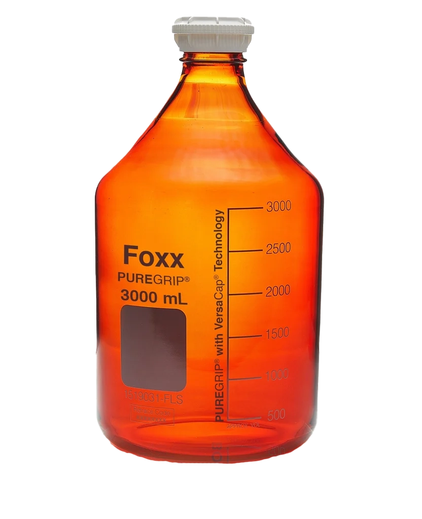 PUREGRIP® 3L Amber Glass Bottles with GL45 VersaCap 2/CS