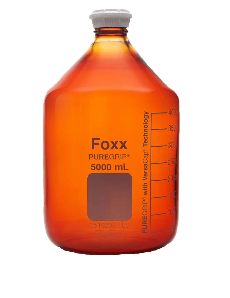 PUREGRIP® 5L Amber Glass Bottles with GL45 VersaCap 1/EA