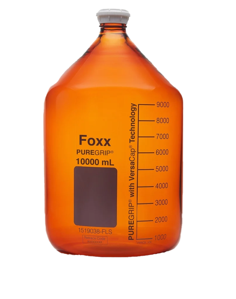 PUREGRIP® 10L Amber Glass Bottles with GL45 VersaCap 1/EA