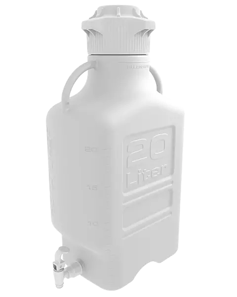 EZgrip® 20 L Autoclavable PP Space Saving Carboy Leakproof Spigot 120 mm VersaCap 1/EA
