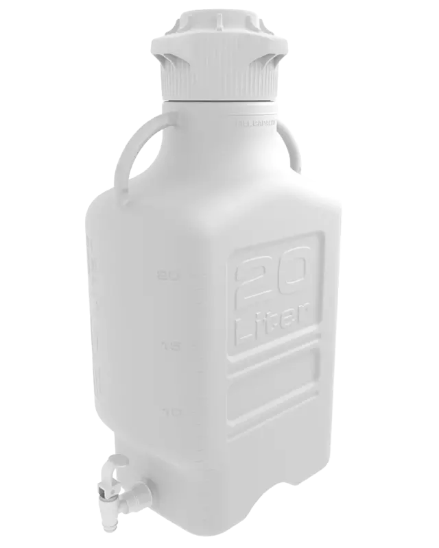 EZgrip® 20 L Autoclavable PP Space Saving Carboy Leakproof Spigot 120 mm VersaCap 1/EA