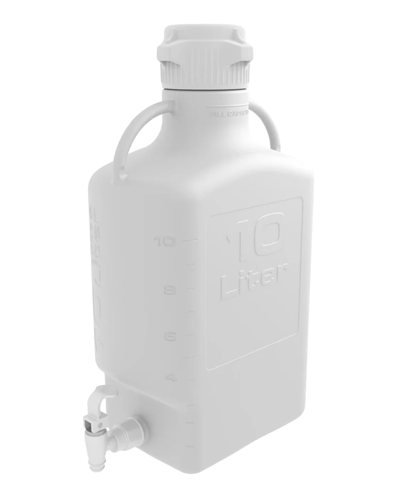 EZgrip® 10 L Autoclavable PP Space Saving Carboy Leakproof Spigot 83 mm (83B) VersaCap 1/EA