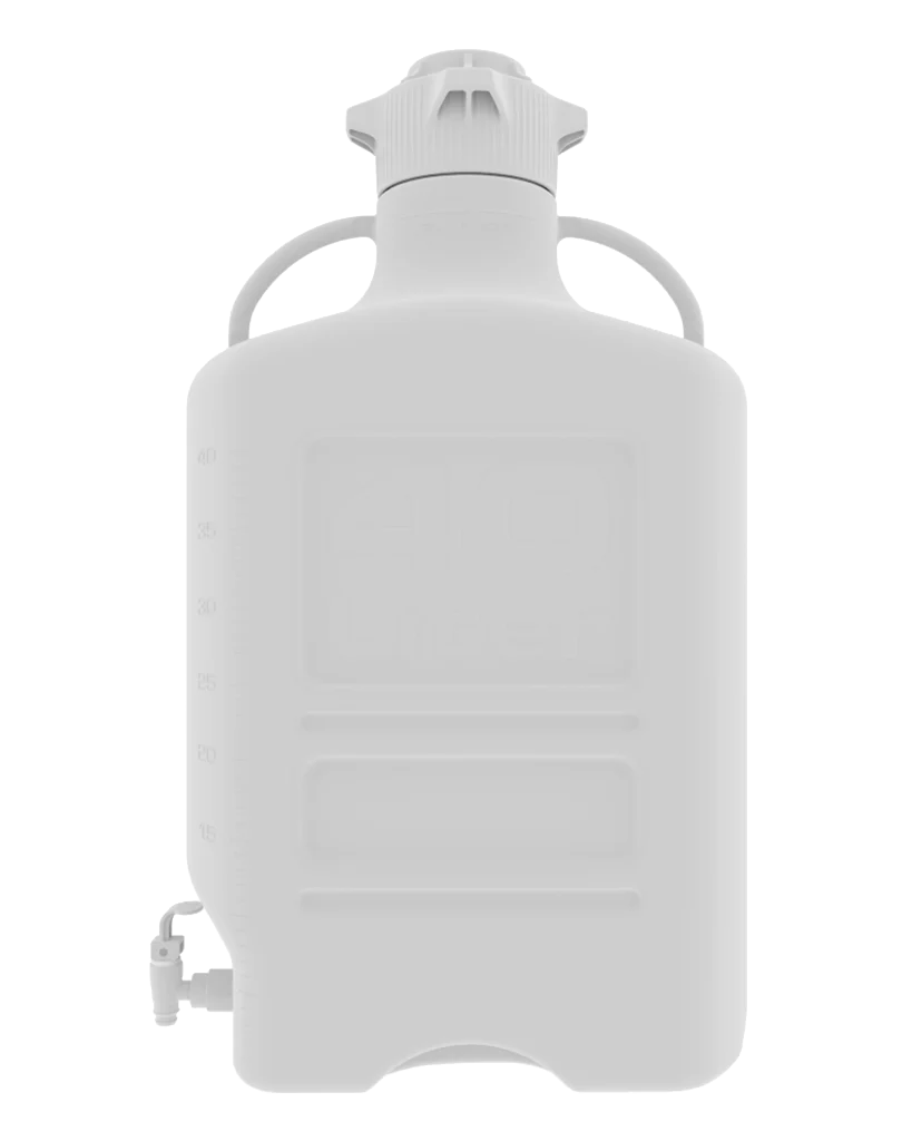 EZgrip® 40 L Autoclavable PP Space Saving Carboy Leakproof Spigot 120 mm VersaCap 1/EA