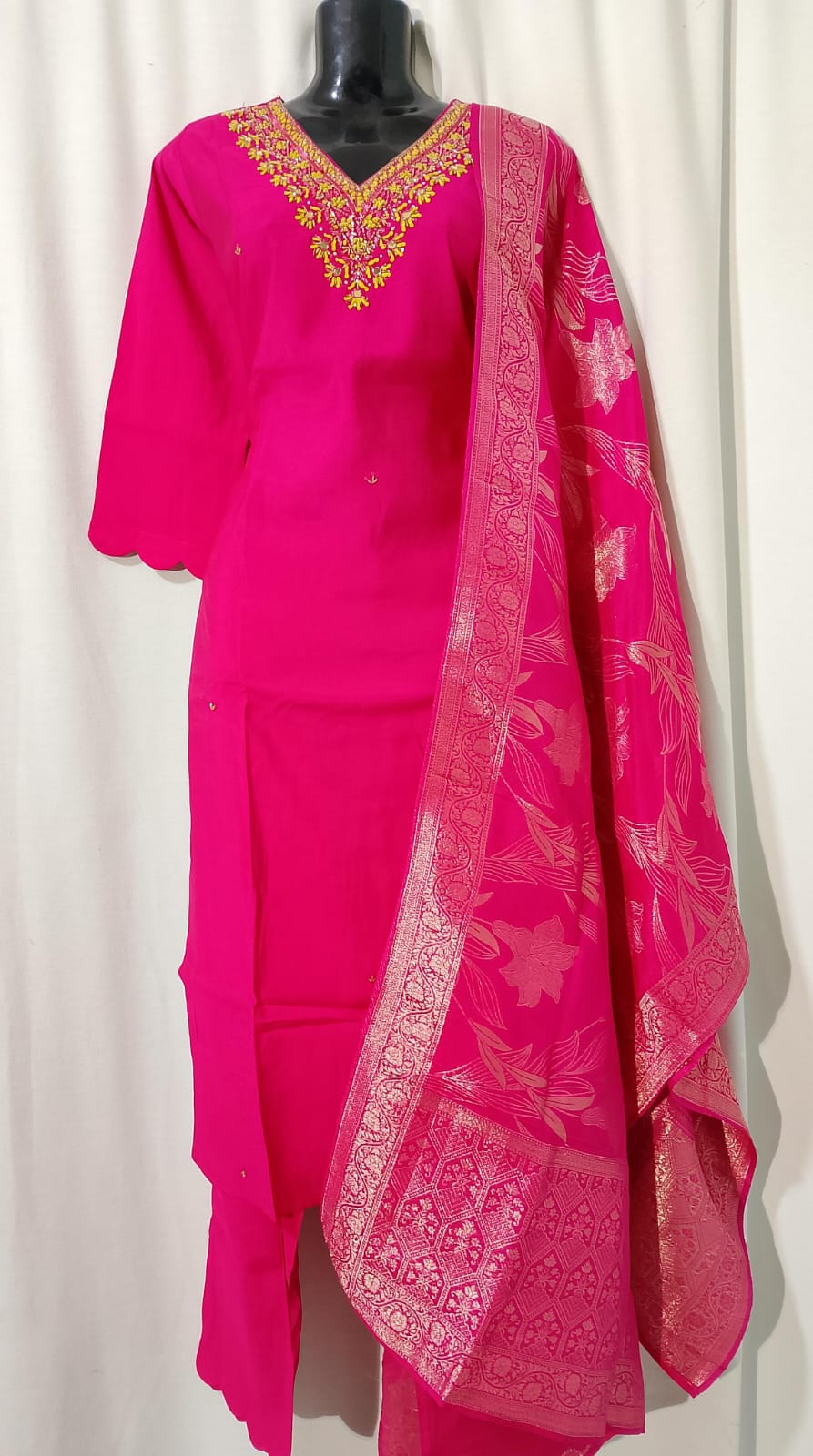 K076: Ready To Ship Beautiful 3PC Roma Silk Work Designer Dress