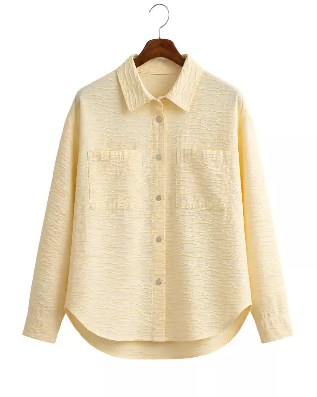 Women's Textured Oversized Button-Up Shirt