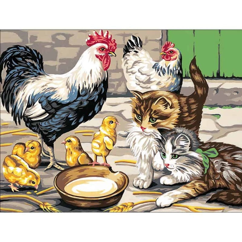 Due Gattini Curiosi - Tela prestampata per mezzopunto Due Gattini Curiosi - Tela prestampata per mezzopunto