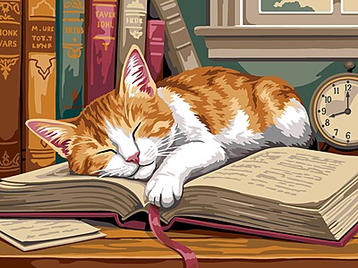 Gatto addormentato sul libro