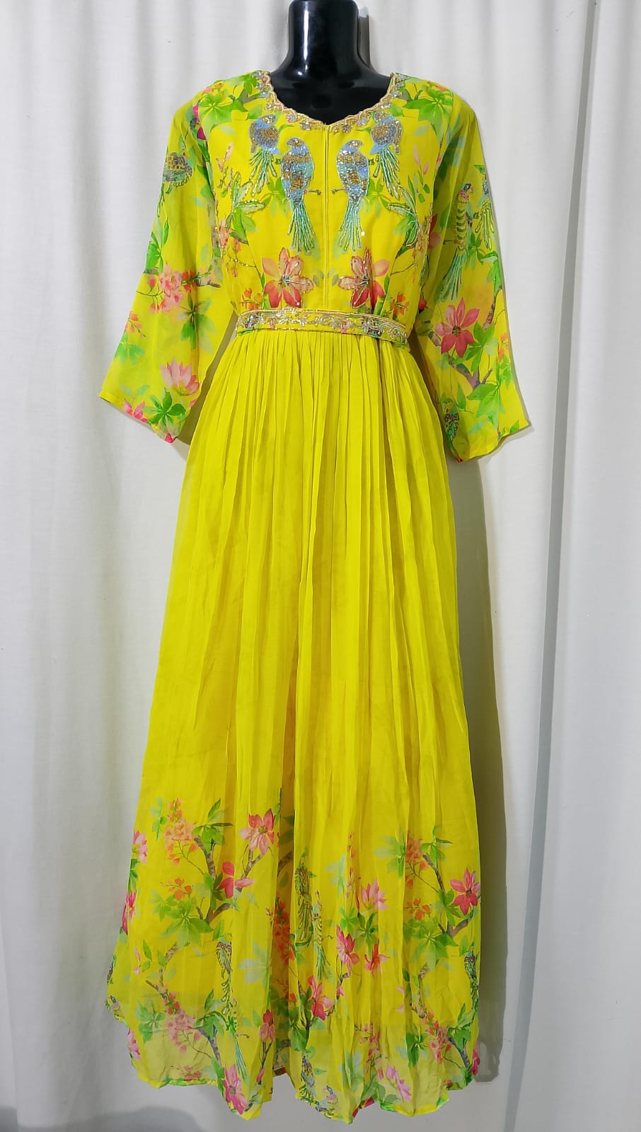 K071: Ready To Ship Beautiful Designer Pure Chinnon Silk Long Frock