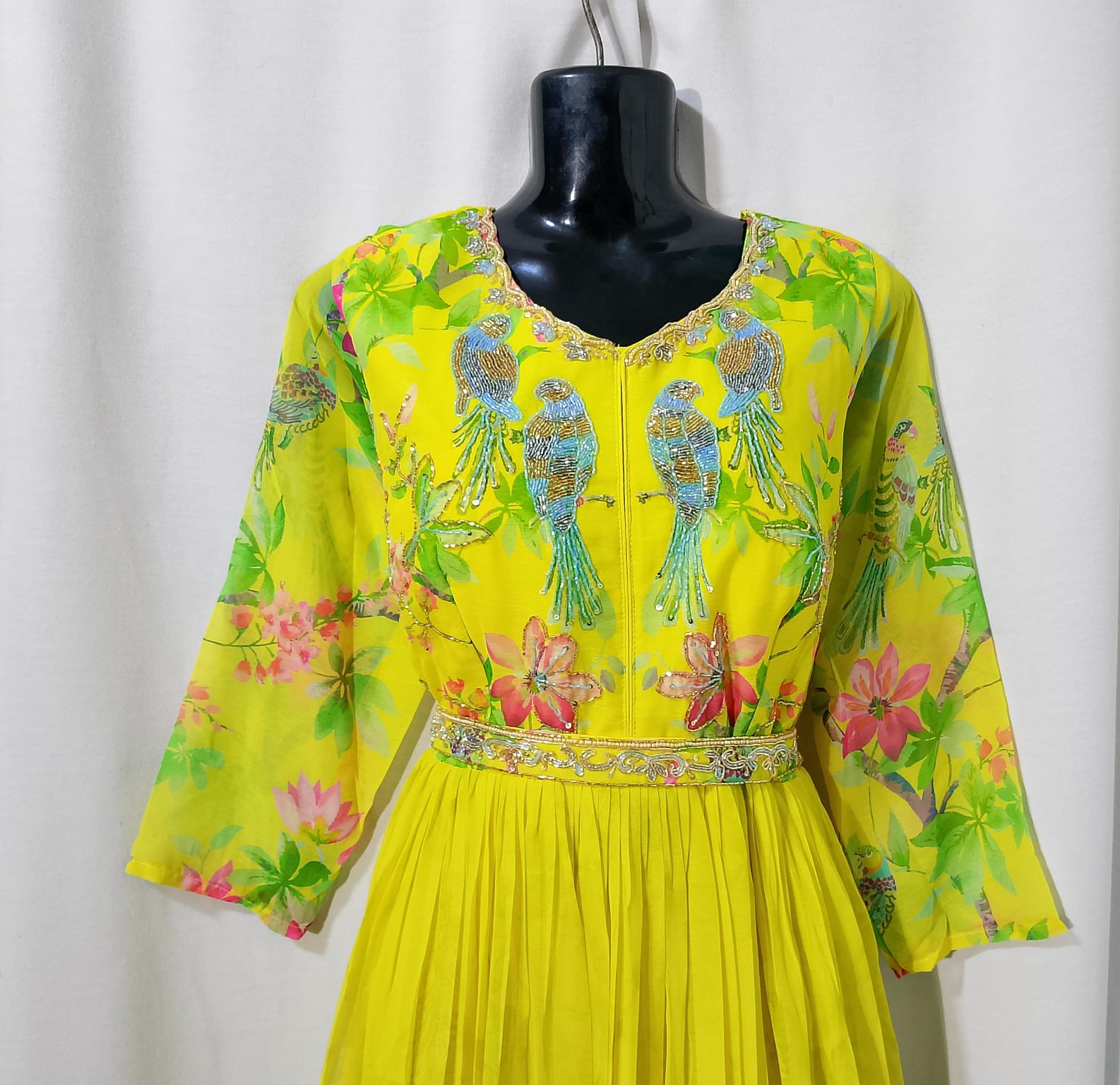 K071: Ready To Ship Beautiful Designer Pure Chinnon Silk Long Frock