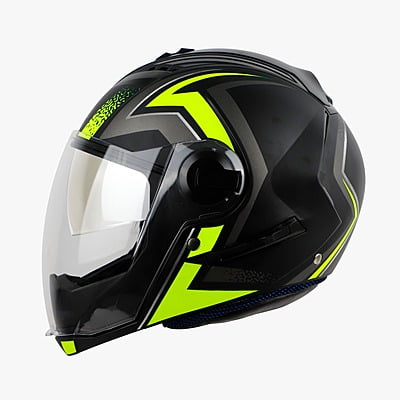 STEELBIRD SBA-2 ISS REED MAT BLACK NEON D/V (SILVER) (L)