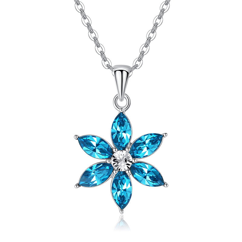 Blue Crystal Daisy Necklace