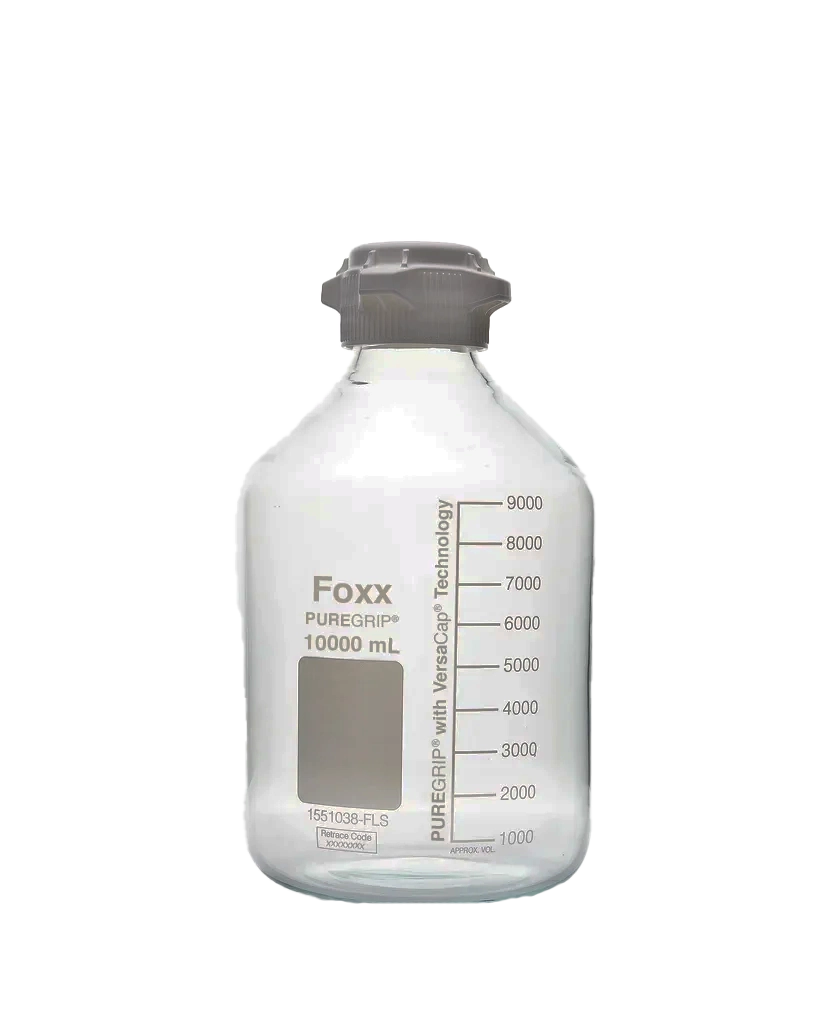 PUREGRIP® Reusable Clear Glass Carboy with 83B VersCap® and ExtraLarge Marking Spot, 10L (10,000mL), 1/EA