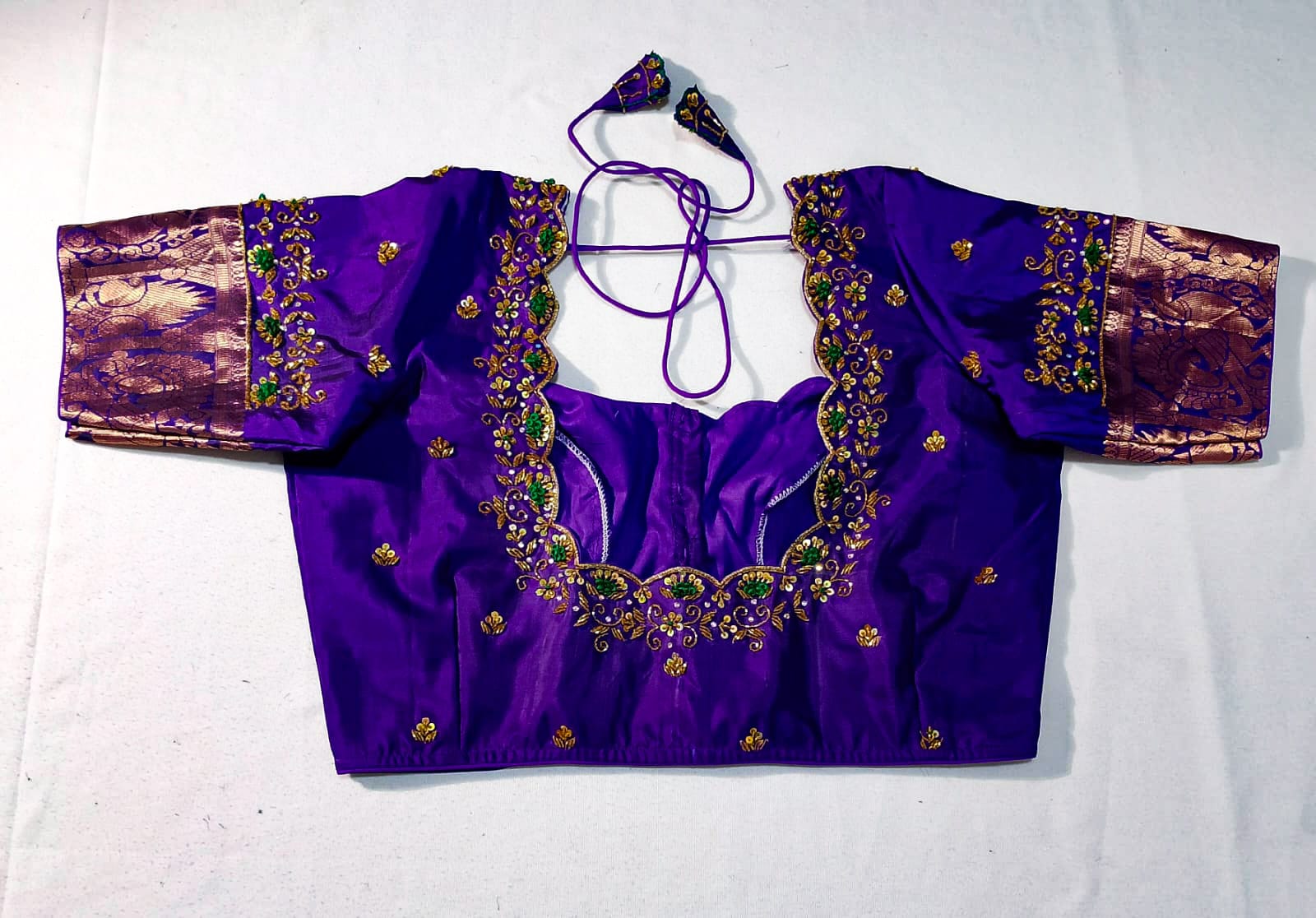 N630: Ready To Ship Beautiful Pure Kanchipattu Saree With Stitched Maggam Work Blouse N630: Ready To Ship Beautiful Pure Kanchipattu Saree With Stitched Maggam Work Blouse