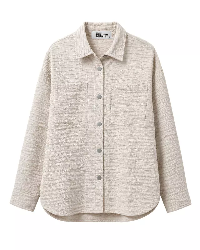 Women's Textured Oversized Button-Up Shirt