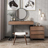 URBAN METAL AND SOLID WOOD DRESSING TABLE IN WALNUT FINISH URBAN METAL AND SOLID WOOD DRESSING TABLE IN WALNUT FINISH