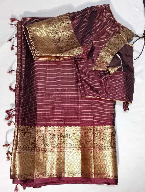 J283: Ready To Ship Beautiful Pure Kanchipattu Saree With Stitched Blouse