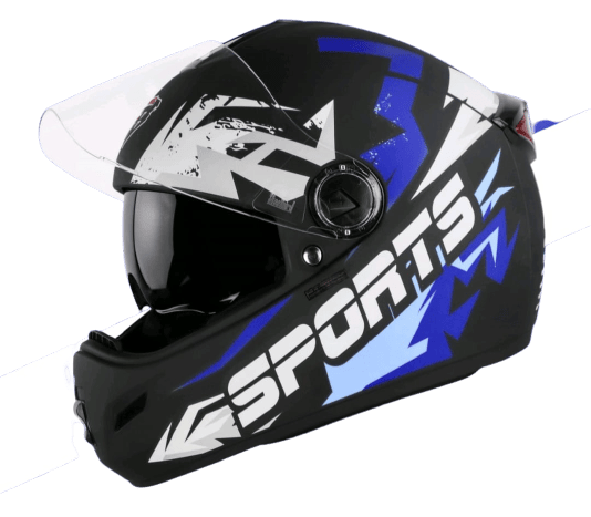 STEELBIRD SBH-34 ROX ISS R SPORTS MATT BLACK/BLUE C/V 600 MM (L)