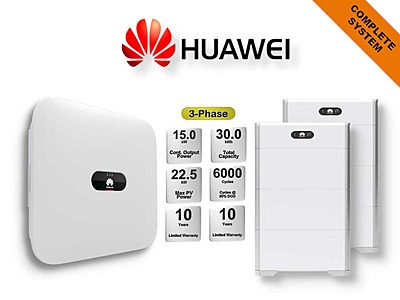 15.0 kW HUAWEI Fusion Solar 3-Phase Combo, c/w 30 kWh Floor Standing Lithium Battery