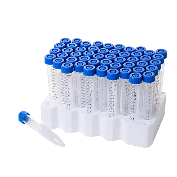 15ml Centrifuge Tube, Plug-seal Cap, PP Tube, Sterile, DNase & RNase free, Conical Bottom, Rack Pack