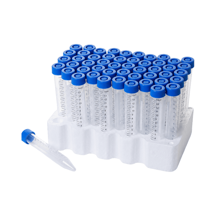 15ml Centrifuge Tube, Plug-seal Cap, PP Tube, Sterile, DNase & RNase free, Conical Bottom, Rack Pack