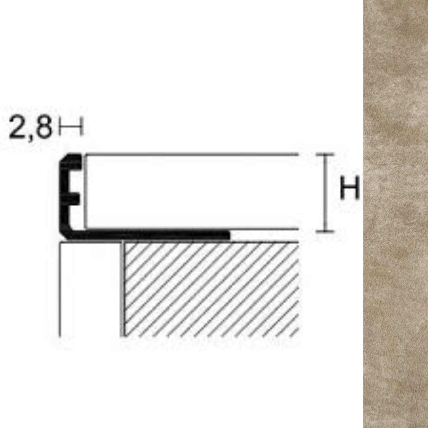 Plinta PROFILPAS, 88113 ZD/10 ALUMINIUM COLOUR-COATED CONCRETE SAND 2.8 ml