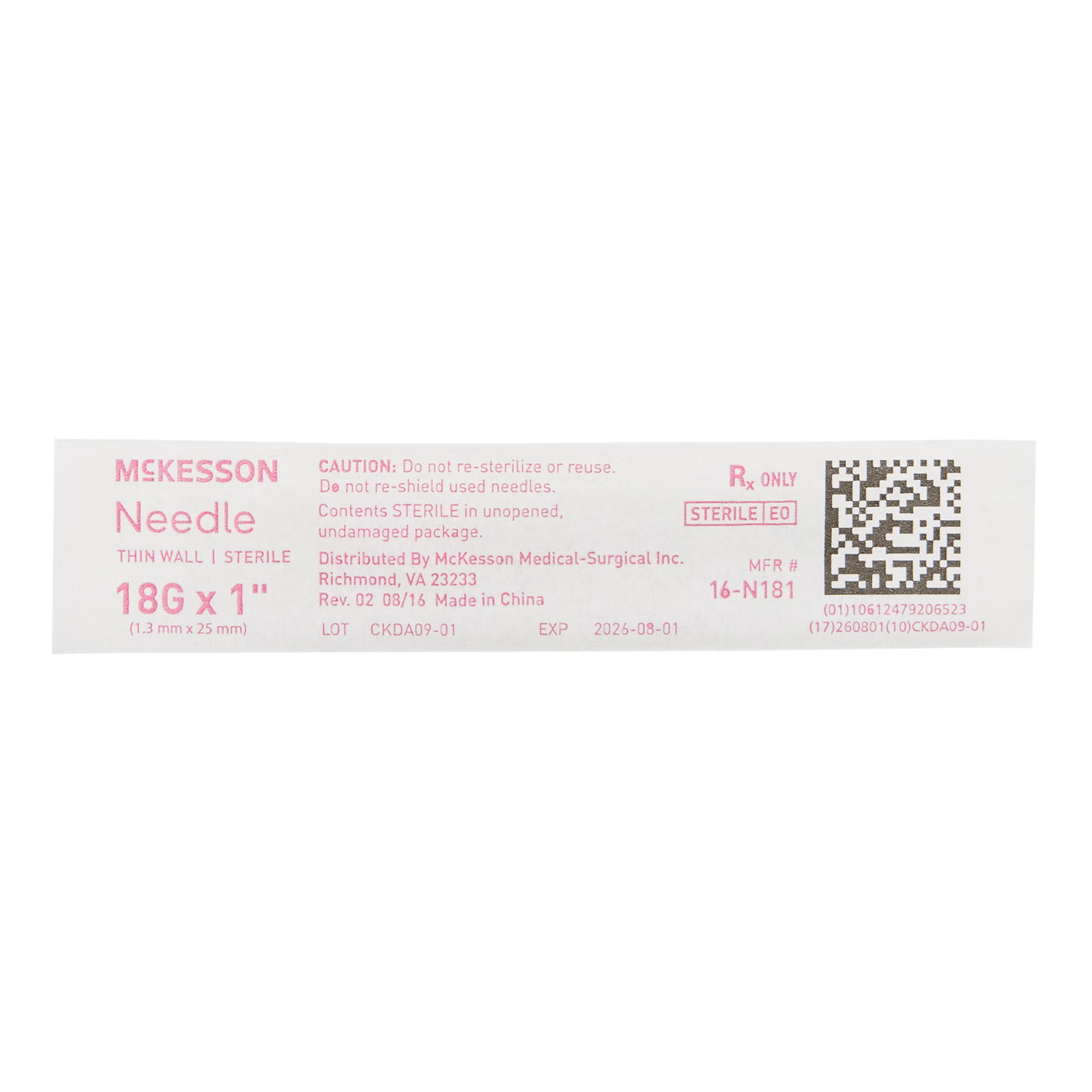 McKesson Thin Wall Hypodermic Needles Without Safety – BX/100EA