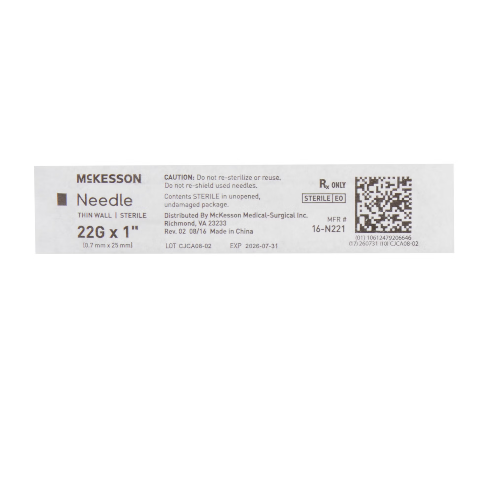 McKesson Thin Wall Hypodermic Needles Without Safety – BX/100EA