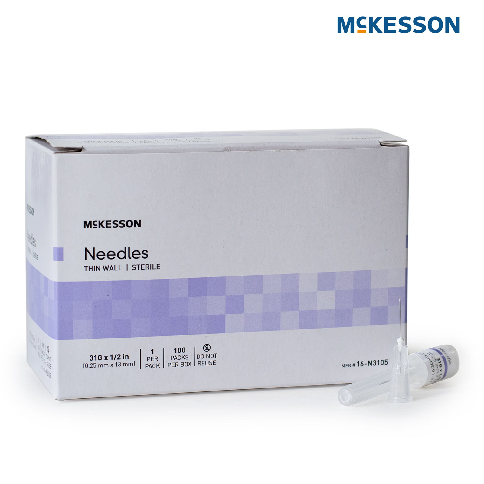 McKesson 31G–33G Thin Wall Hypodermic Needles 1/2 in.